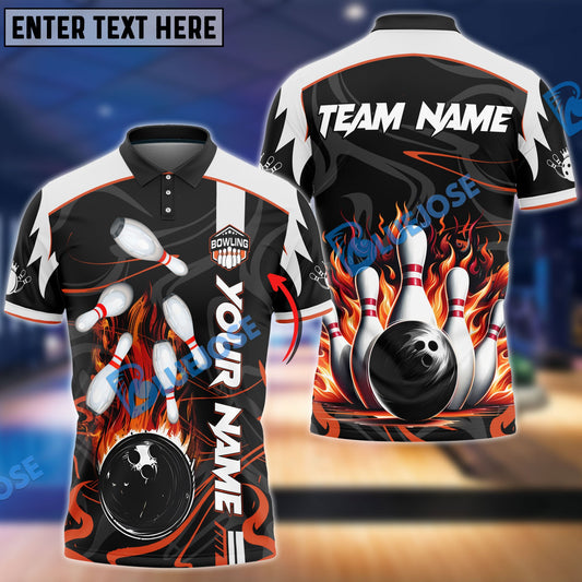 BlueJose Bowling And Pins Vengeful Flame Customized Name 3D Shirt (6 Colors)