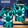 BlueJose Thunder Power Bowling And Pins Personalized Name Team Name 3D Shirt