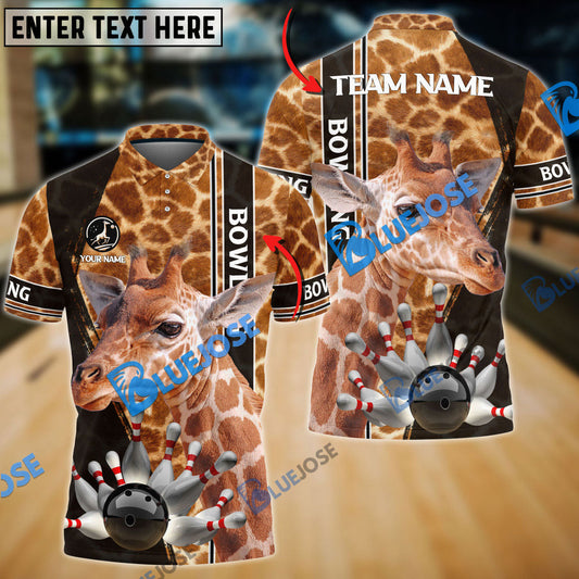 BlueJose Bowling Giraffe Customized Name, Team Name 3D Shirt