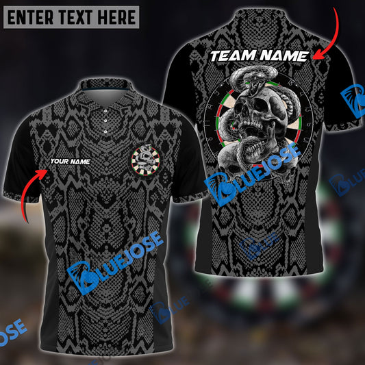 BlueJose Darts Skull Snake Skin Pattern Personalized Name, Team Name Shirt (6 Colors)