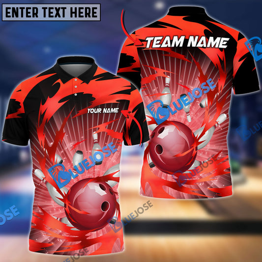 BlueJose Bowling And Pins Tornado Throw Customized Name 3D Shirt ( 5 Colors)