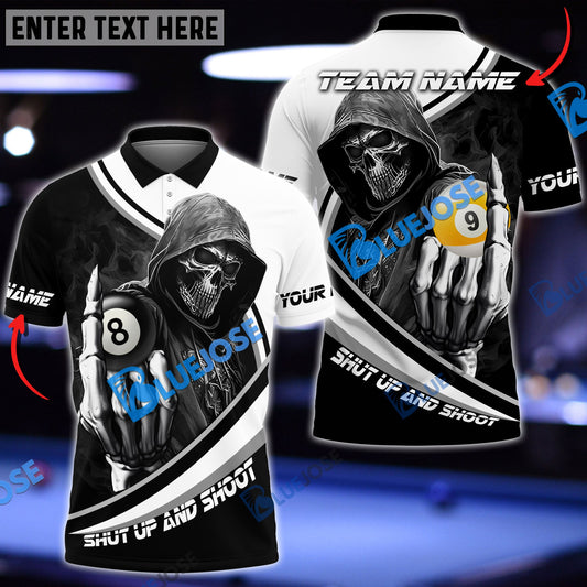 BlueJose Billiards Ball 8 And 9 Hooded Skull Personalized Name, Team Name Unisex Shirt (4 Colors)