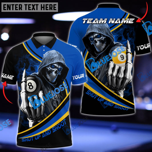 BlueJose Billiards Ball 8 And 9 Hooded Skull Personalized Name, Team Name Unisex Shirt (4 Colors)