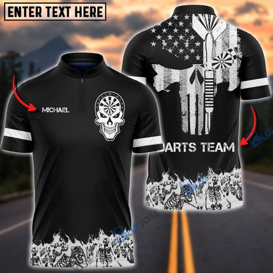 BlueJose Skull Eyes Darts Personalized Name, Team Name Shirt
