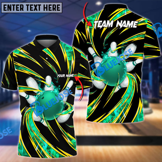 BlueJose Bowling And Pins Super Anemo Aura Customized Name 3D Shirt ( 6 Colors)