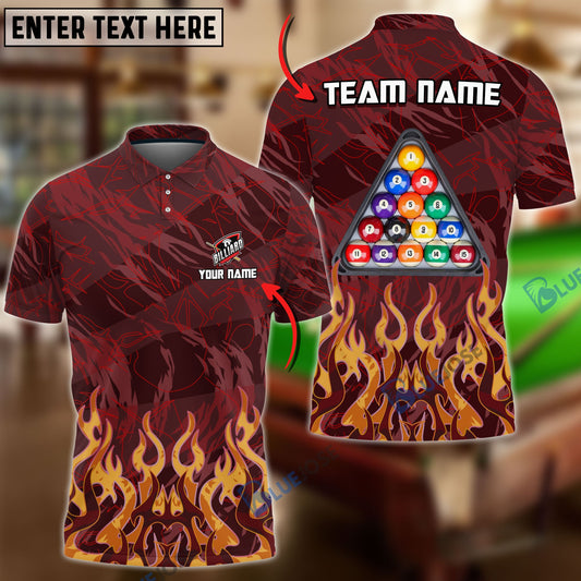 BlueJose Billiards Ball 8 Inner Flame Personalized Name, Team Name Shirt (6 Colors)