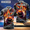 BlueJose Fire Gray Bowling and Pins Personalized Name Team Name 3D Shirt (4 Colors), Personalized Shirts For Bowling Players