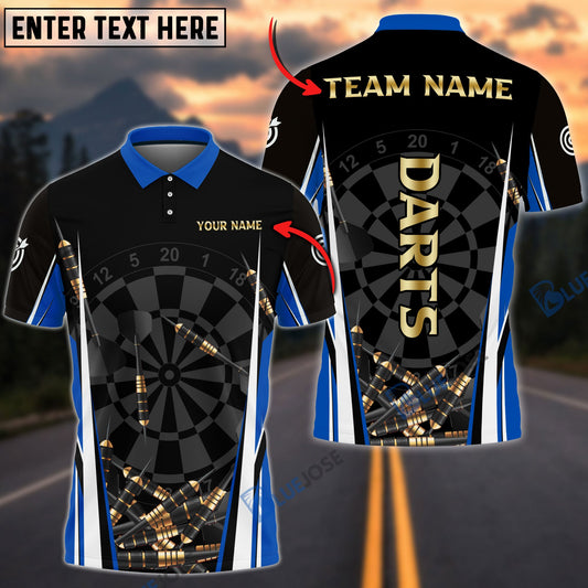 BlueJose Darts Black Gold Personalized Name, Team Name Shirt (4 Colors)