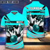 BlueJose Thunder Bowling Ball Break Pins Personalized Name and Team Name 3D Shirt (4 Colors)