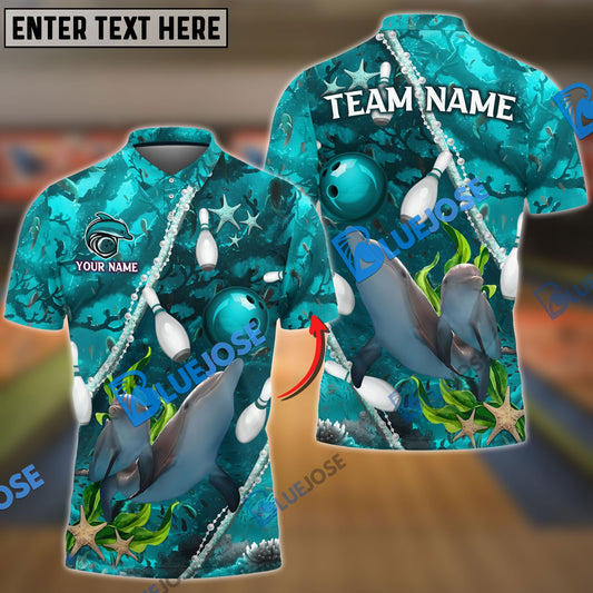 BlueJose Bowling And Pins Dolphin Of The Sea Multicolor Customized Name 3D Shirt