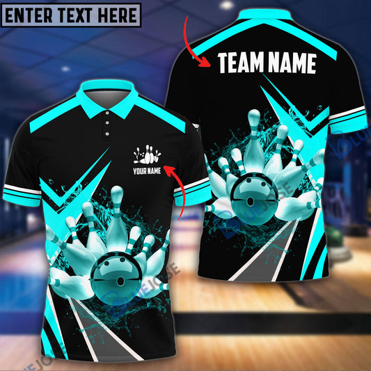 BlueJose Water Bowling and Pins Layer Personalized Name and Team Name 3D Shirt (4 Colors)