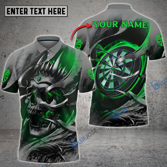 BlueJose Green Skull Dartboard Personalized Name Shirt