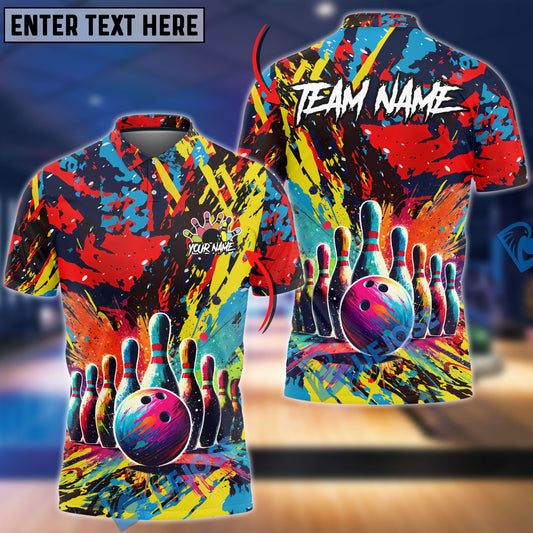 BlueJose Bowling Graffiti Paint Old School Customized Name, Team Name 3D Shirt