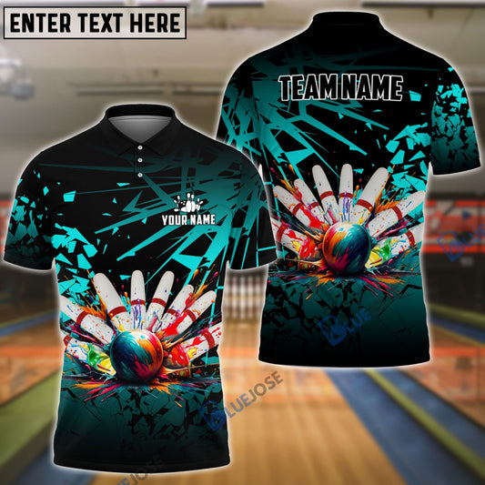 BlueJose Bowling And Candlepin Diamond Broken Customized Name 3D Shirt
