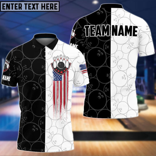 BlueJose Bowling And Pins US Flag Personalized Name Team Name 3D Shirt
