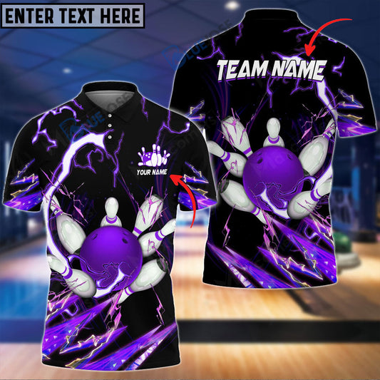 BlueJose Bowling and Pins Colorful Thunder Power Personalized Name Team Name 3D Shirt (5 Colors)