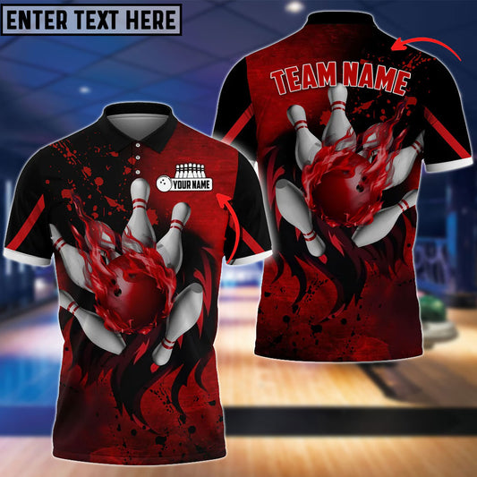 BlueJose Bowling And Pins Water Paint Customized Name 3D Shirt (4 Colors) Personalized Shirts For Bowling Players