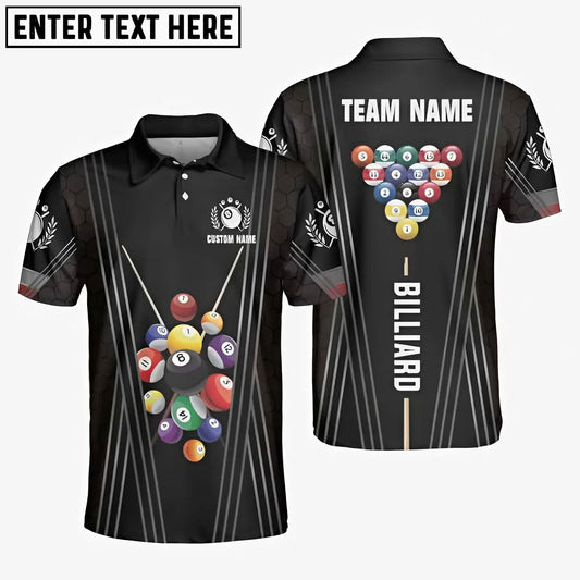 BlueJose Billiards Basic Black Personalized Name Shirt