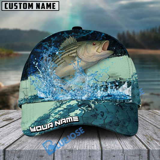 BlueJose Personalized Striped Bass Fishing Aqua Strike Classic Cap