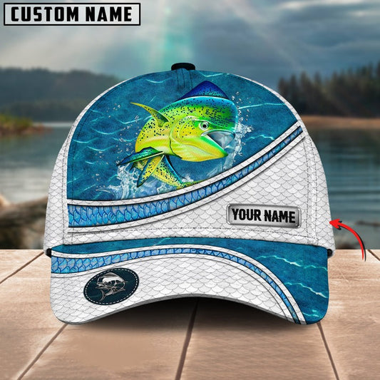 BlueJose Mahi Mahi Fishing Blue Water Pattern Personalized Cap