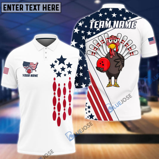 BlueJose Bowling And Pins Way Of America Customized Name, Team Name 3D Shirt for Russell Childers
