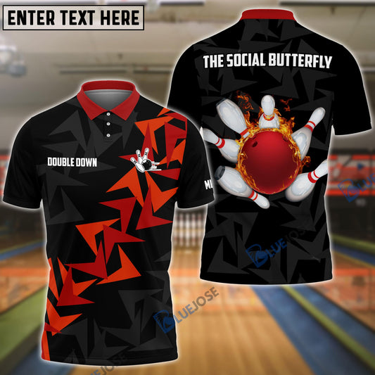BlueJose Bowling And Pins Fallen Leaves Pattern Customized Name 3D Shirt for Steve Tolle