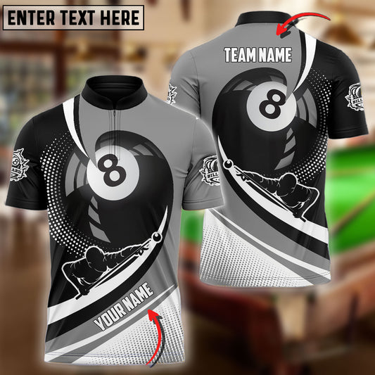 BlueJose Billiards Ball 8 Player Gray Personalized Name, Team Name 3D Shirt