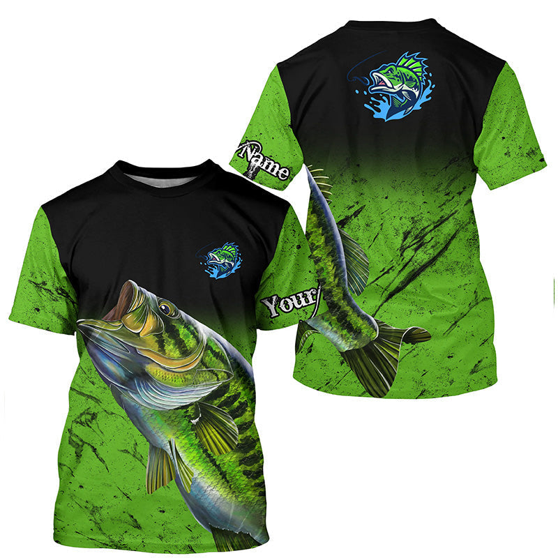 BlueJose Green Largemouth Bass Fishing Personalized Shirt – Blue Jose