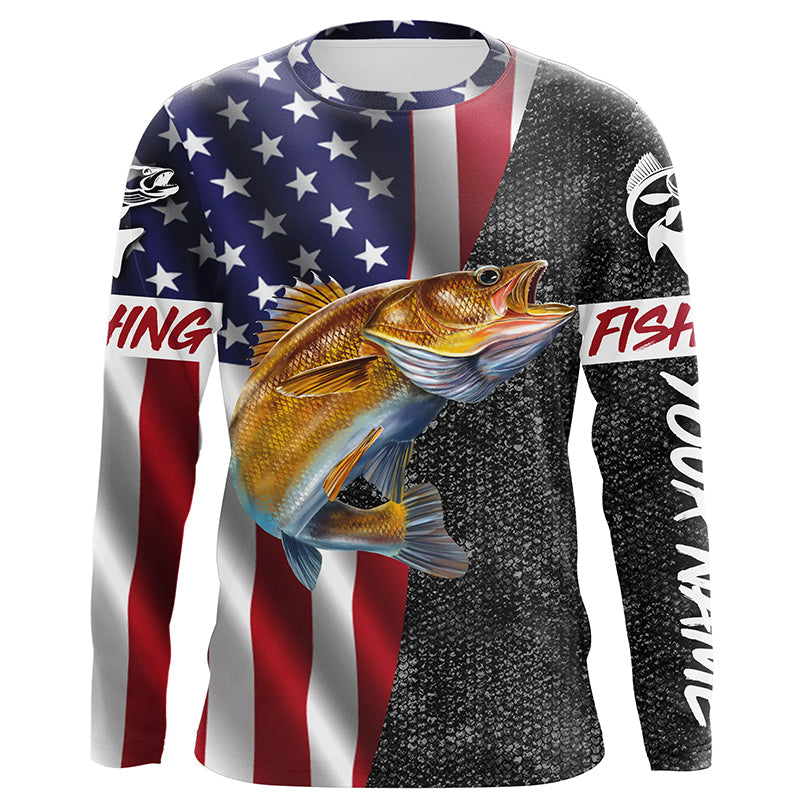 Bluejose Personalized Walleye Fishing Jerseys, Custom American Flag Wa –  Blue Jose