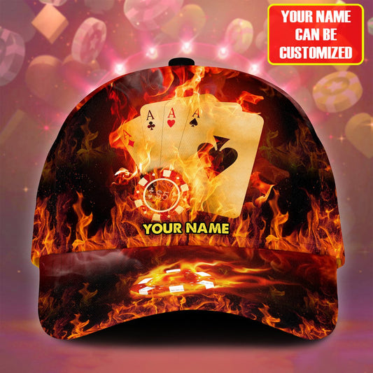 BlueJose Personalized Name Fire Poker Classic Cap - Red
