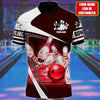 BlueJose Bowling Ball and Pins Multicolor Customized Name 3D Polo Shirt