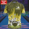 BlueJose Bowling Fire Multicolor Customized Name 3D Polo Shirt