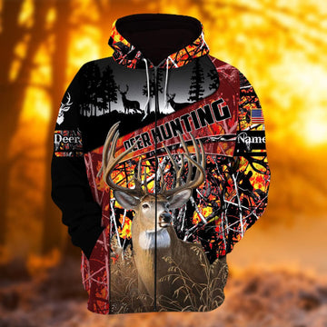 BlueJose Personalized Name The Uniqe Deer Hunting Hoodie & Zip Hoodie  Multicolor