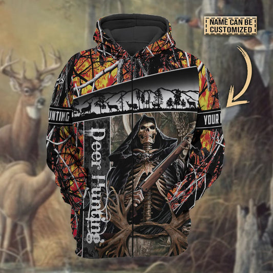 BlueJose Personalized Name The Death Deer Hunting Hoodie & Zip Hoodie  Multicolor