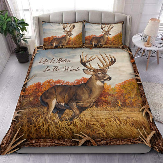 Bluejose Deer Hunting Woods 3D Bedding Set