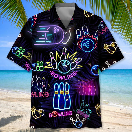 BlueJose Bowling Neon Hawaiian Shirt