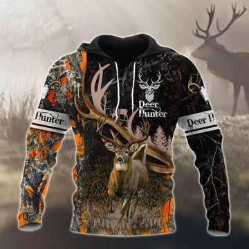 BlueJose Deer Hunting Hunter Black Camo Customized Name 3D Shirts