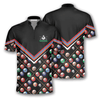 BlueJose Billiard Pattern In Black Custom Name Zipper Polo Shirt