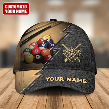 BlueJose Billiard Leather Pattern Personalized Name 3D Cap