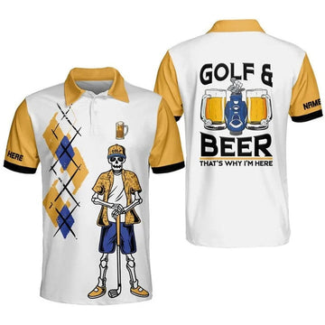 BlueJose Golf and Beer Personalized Name Polo Shirt