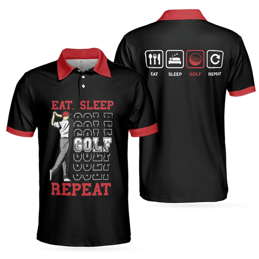 BlueJose Eat Sleep Golf Repeat Polo Shirt