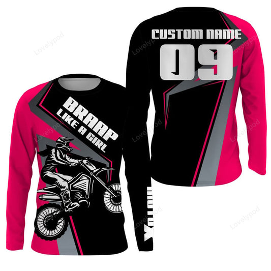 BlueJose Custom Motocross Mx Racing Brap Like A Girl Off-Road 3D Hoodie