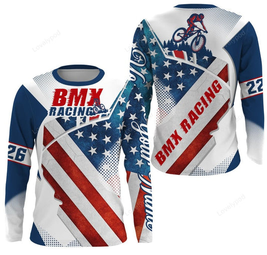 BlueJose Personalized Patriotic Motocross Extreme Racing 3D Shirt