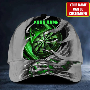 BlueJose Green Skull Darts Personalized Name Cap