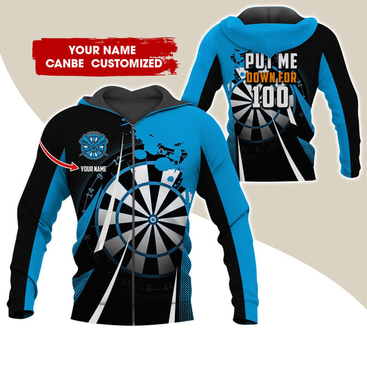 BlueJose Personalized Put Me Down For 100 Darts Hoodie