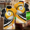 BlueJose Billiards Ball 9 Player Yellow Personalized Name, Team Name 3D Shirt