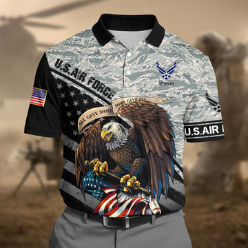 BlueJose Premium U.S Air Force Camo  3D Polo All Over Printed