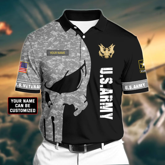 BlueJose Premium Veteran U.S Army 1 3D Polo All Over Printed