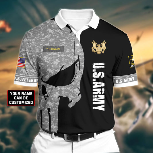 BlueJose Premium Veteran U.S Army 1 3D Polo All Over Printed