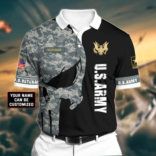 BlueJose Premium Veteran U.S Army 2 3D Polo All Over Printed